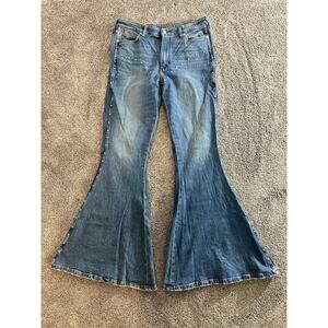 Wrangler x Lainey Bell Bottom Flare Jeans Western Cowgirl Studs Denim 31X34